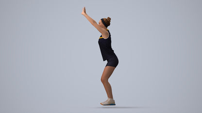 scanned 3D girl sport, photogrammetry people for Enscape and V-Ray, three-quarter view render