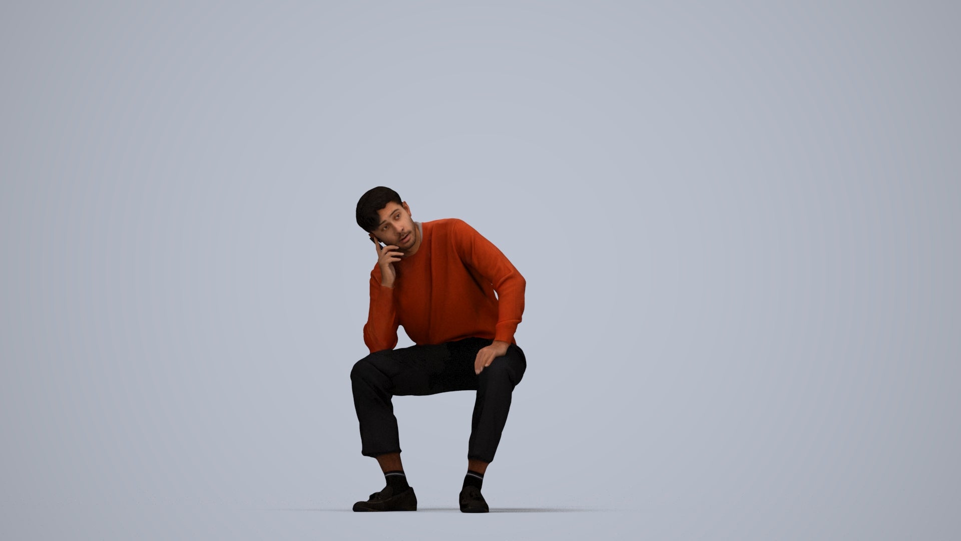 3D scanned man sitting casual, photorealistic archviz people for Enscape and SketchUp, top-down view render