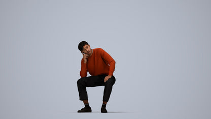 3D scanned man sitting casual, photorealistic archviz people for Enscape and SketchUp, top-down view render