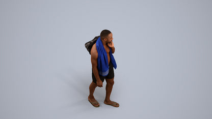 realistic 3D human man pool, archviz people FBX OBJ for Blender, back view render
