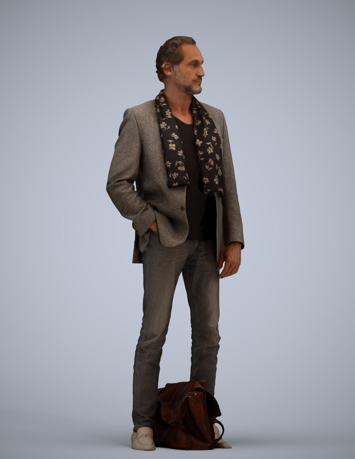 realistic 3D human man business standing, archviz people FBX OBJ for Blender