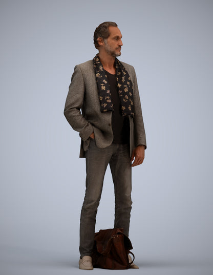 realistic 3D human man business standing, archviz people FBX OBJ for Blender