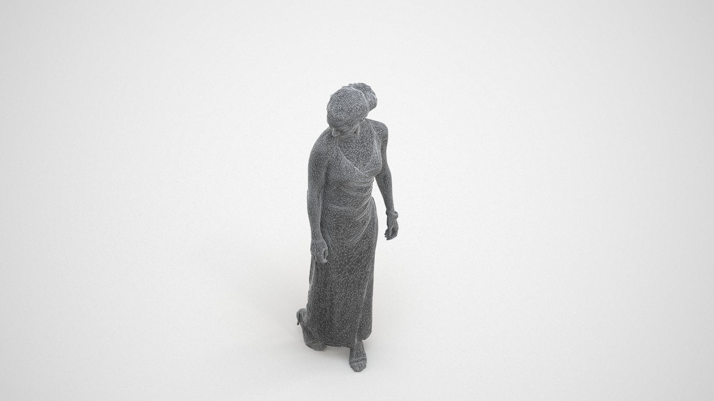 realistic 3D people woman formal formalaffairs, render-ready for V-Ray and Corona, FBX OBJ, wireframe three-quarter view
