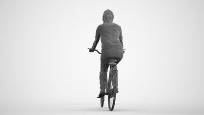 3D people model woman casual cycling, scanned human for 3ds Max rendering, wireframe front view