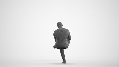 realistic 3D people man casual sitting, render-ready for V-Ray and Corona, FBX OBJ, wireframe front view