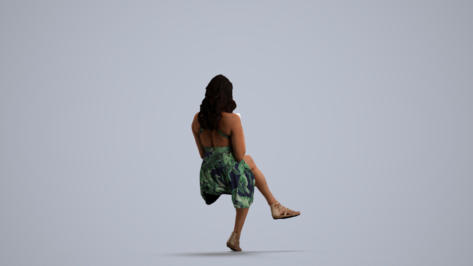 scanned 3D woman sitting, photogrammetry people for Enscape and V-Ray, front view render