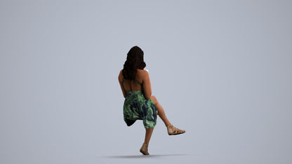 scanned 3D woman sitting, photogrammetry people for Enscape and V-Ray, front view render