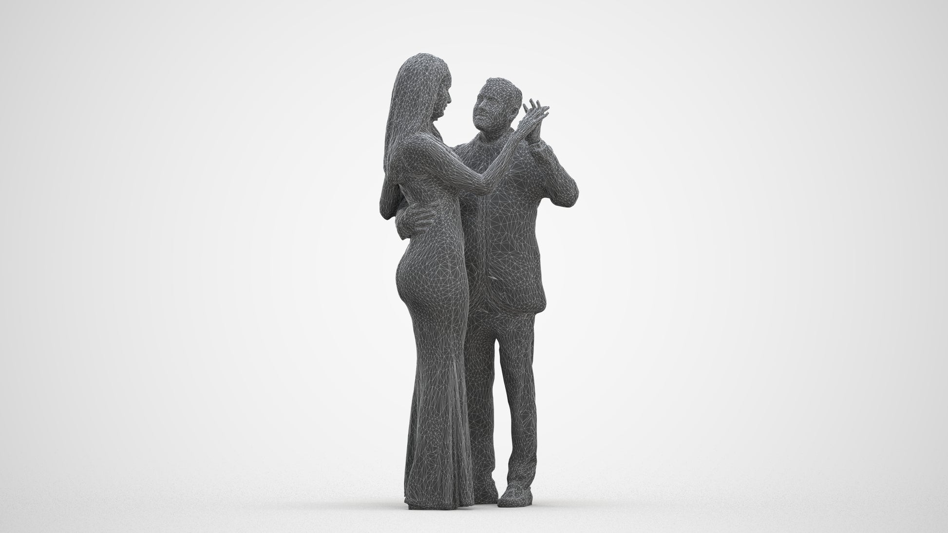 realistic 3D man formal dancing, scanned archviz people for Blender and 3ds Max, three-quarter front view render