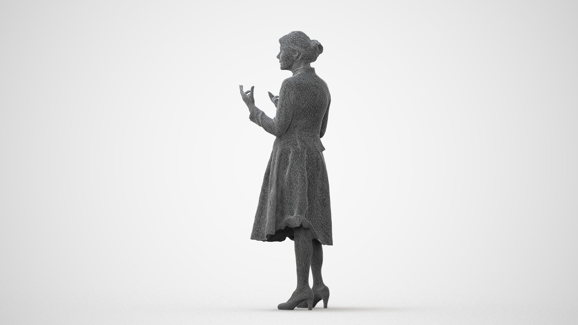 realistic 3D senior woman business standing, scanned archviz people for Blender and 3ds Max, square thumbnail