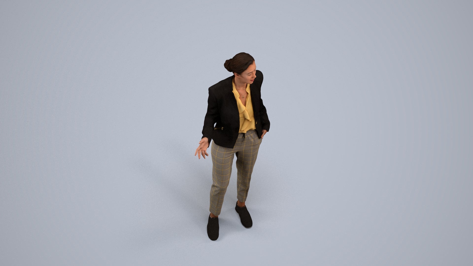 realistic 3D people woman business standing, render-ready for V-Ray and Corona, FBX OBJ, back view render