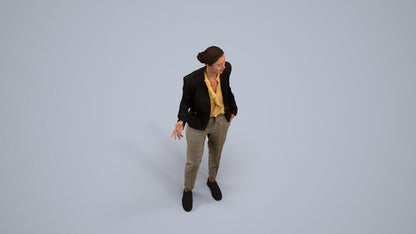 realistic 3D people woman business standing, render-ready for V-Ray and Corona, FBX OBJ, back view render