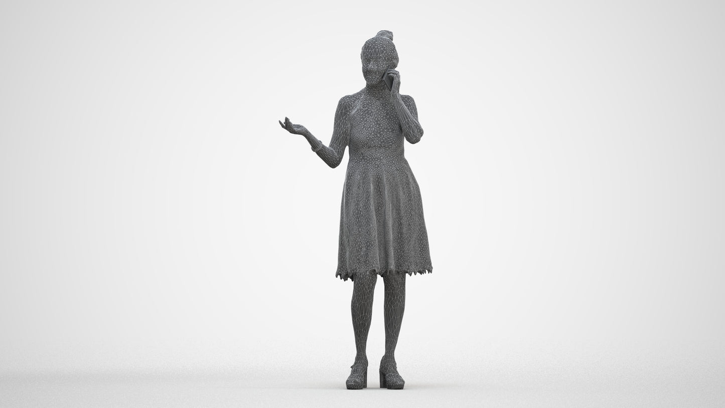 scanned 3D woman formal standing, photogrammetry people for Enscape and V-Ray, three-quarter front view render