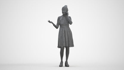 scanned 3D woman formal standing, photogrammetry people for Enscape and V-Ray, three-quarter front view render