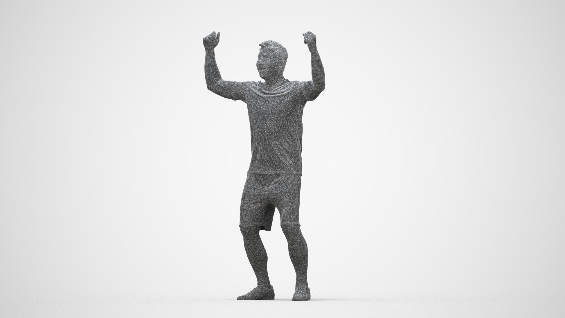 realistic 3D man sport, scanned archviz people for Blender and 3ds Max, wireframe back view