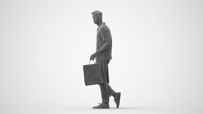 3D human model man casual shopping, photogrammetry scanned person for archviz, square thumbnail