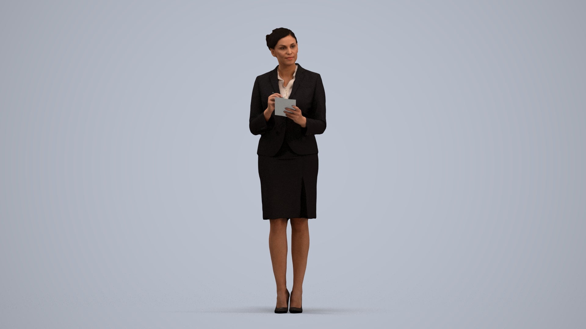 scanned 3D woman hospitality, photogrammetry people for Enscape and V-Ray, standing pose render