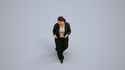 3D people model woman business walking, scanned human for 3ds Max rendering, back view render