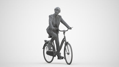 photogrammetry 3D senior woman business cycling, realistic human model archviz FBX, three-quarter front view render
