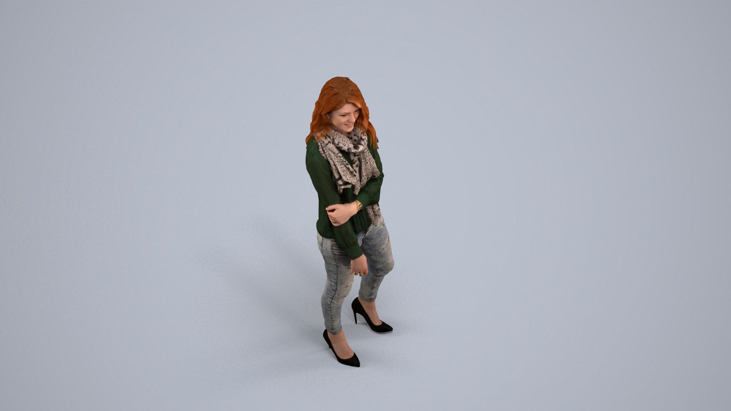 photogrammetry 3D woman casual standing, realistic human model archviz FBX, back view render