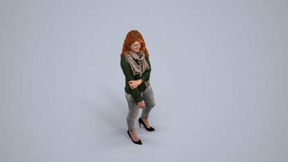 photogrammetry 3D woman casual standing, realistic human model archviz FBX, back view render