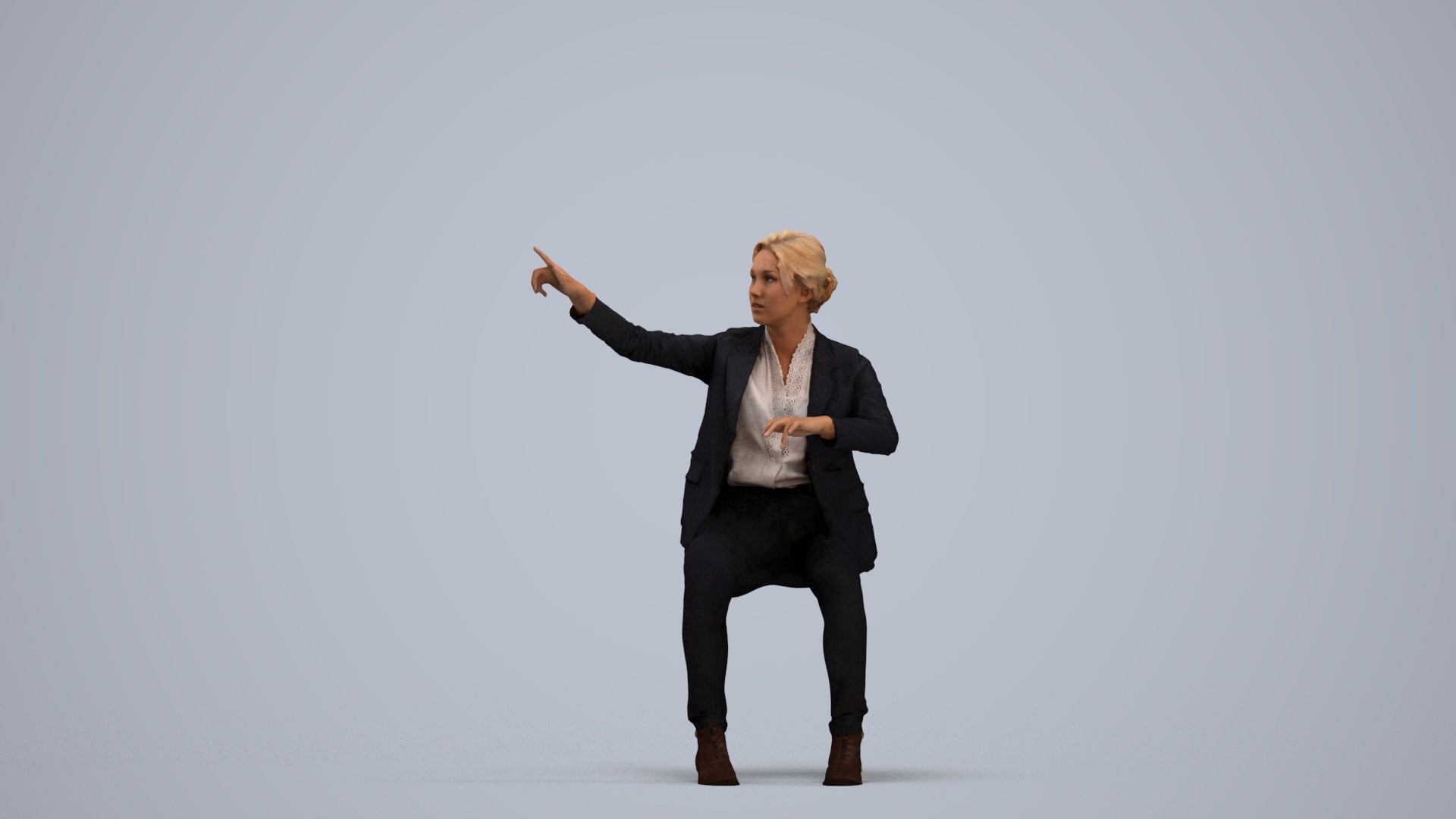 scanned 3D woman business mix, photogrammetry people for Enscape and V-Ray, standing pose render
