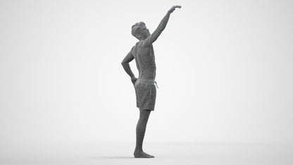 realistic 3D people man pool, render-ready for V-Ray and Corona, FBX OBJ, wireframe side view