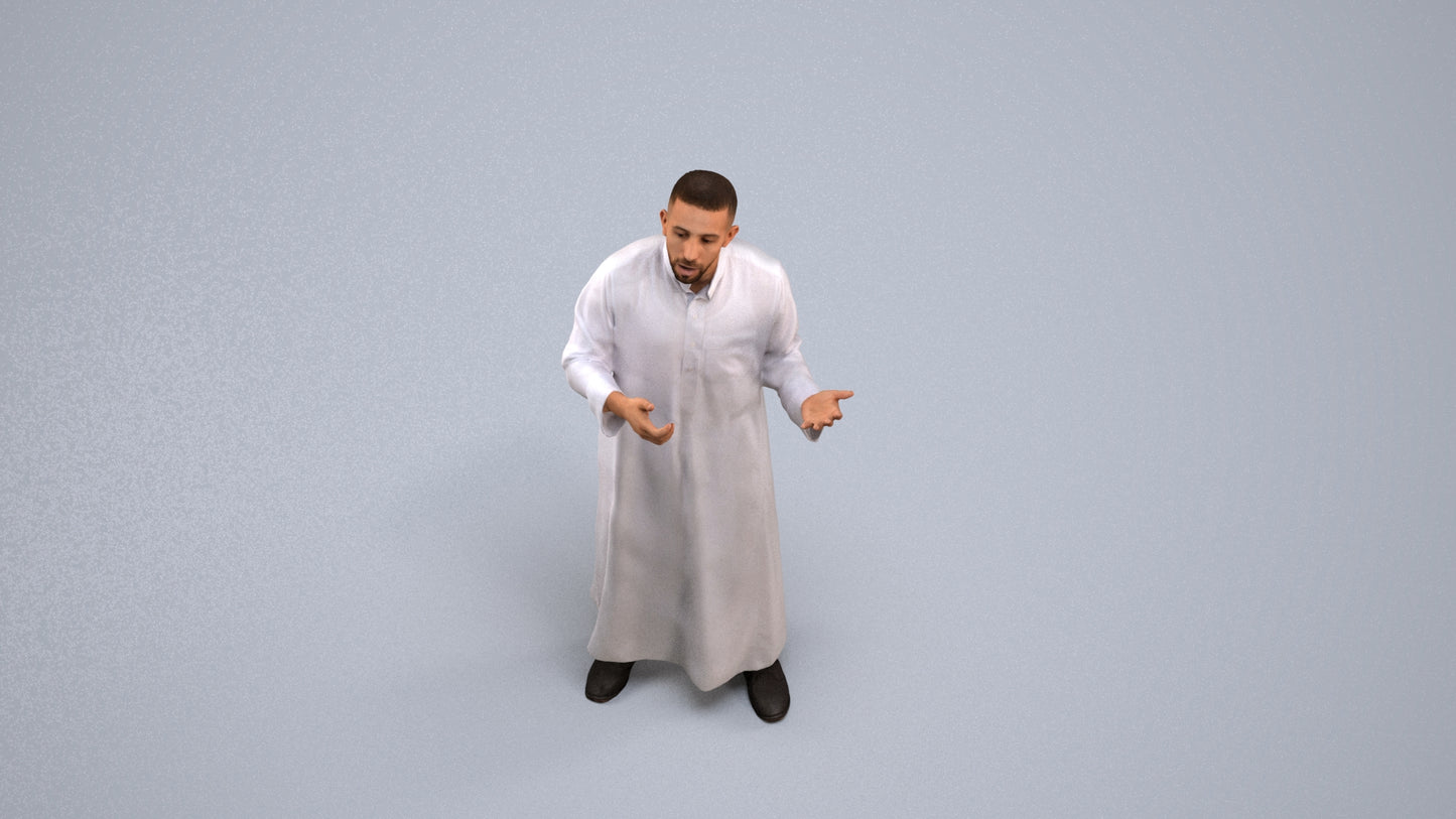 realistic 3D human man standing, archviz people FBX OBJ for Blender, back view render