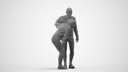 photogrammetry 3D senior woman sport, realistic human model archviz FBX, wireframe side view