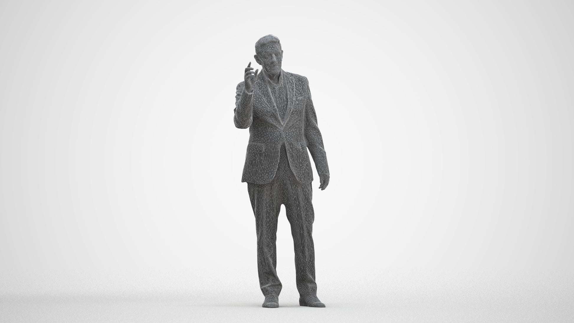 scanned 3D senior man business, photogrammetry people for Enscape and V-Ray, three-quarter front view render