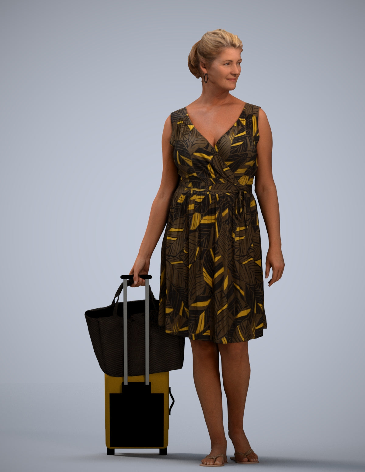 photogrammetry 3D woman casual walking, realistic human model archviz FBX