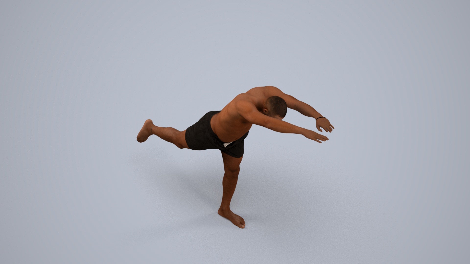 photogrammetry 3D man pool, realistic human model archviz FBX, back view render