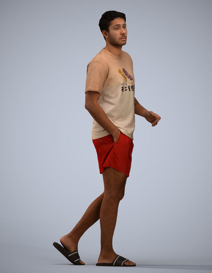 3D scanned man walking casual, photorealistic archviz people for Enscape and SketchUp