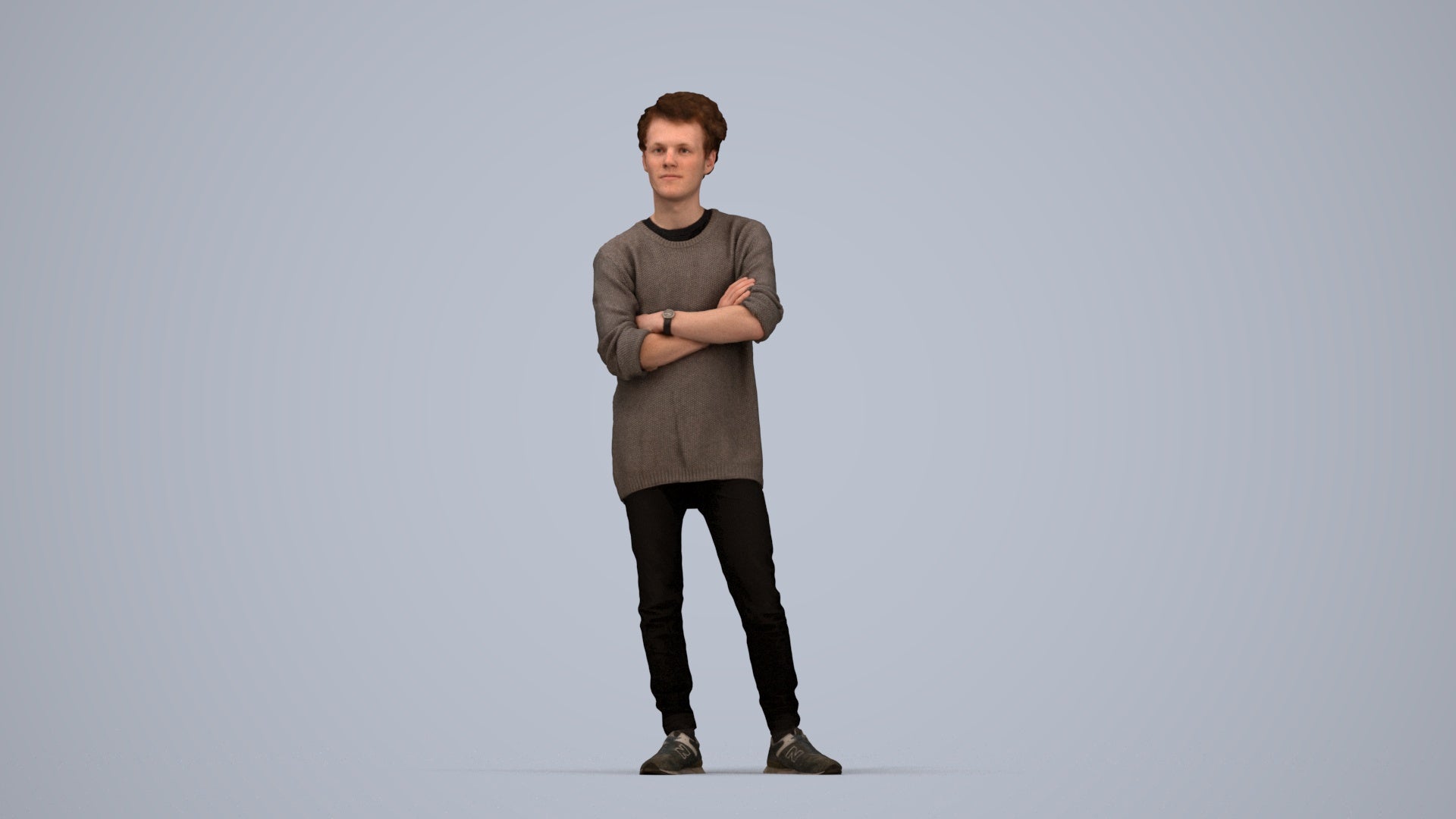 photogrammetry 3D man casual standing, realistic human model archviz FBX, top-down view render