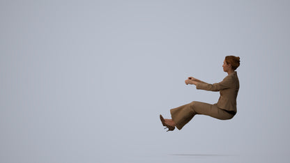 3D scanned woman driving business, photorealistic archviz people for Enscape and SketchUp, three-quarter view render