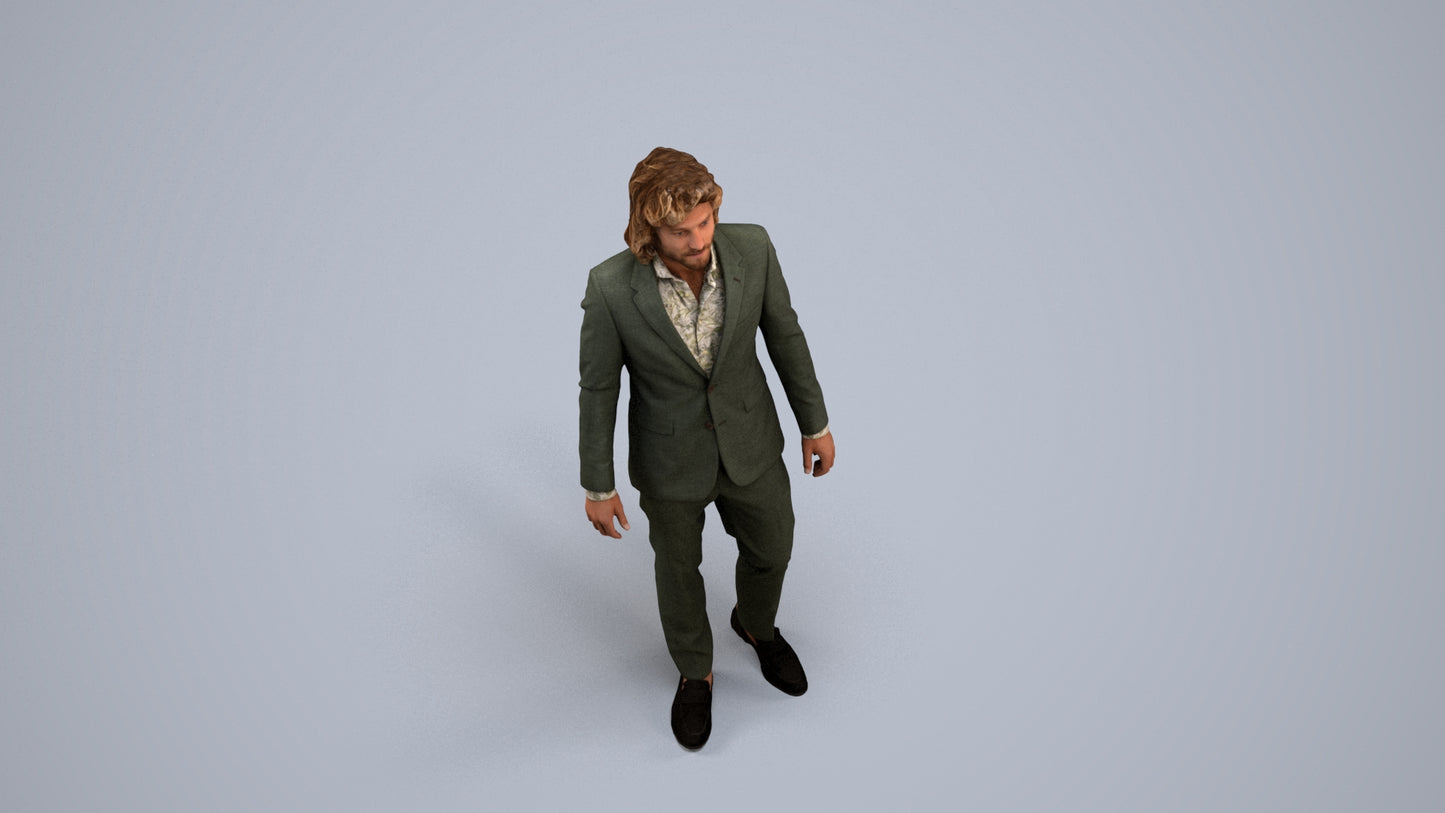 scanned 3D man business, photogrammetry people for Enscape and V-Ray, back view render