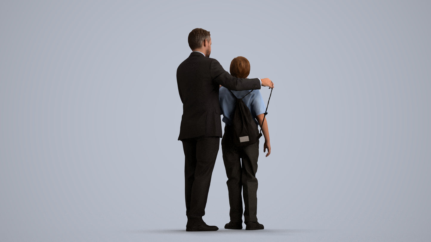 3D people model girl kids, scanned human for 3ds Max rendering, front view render