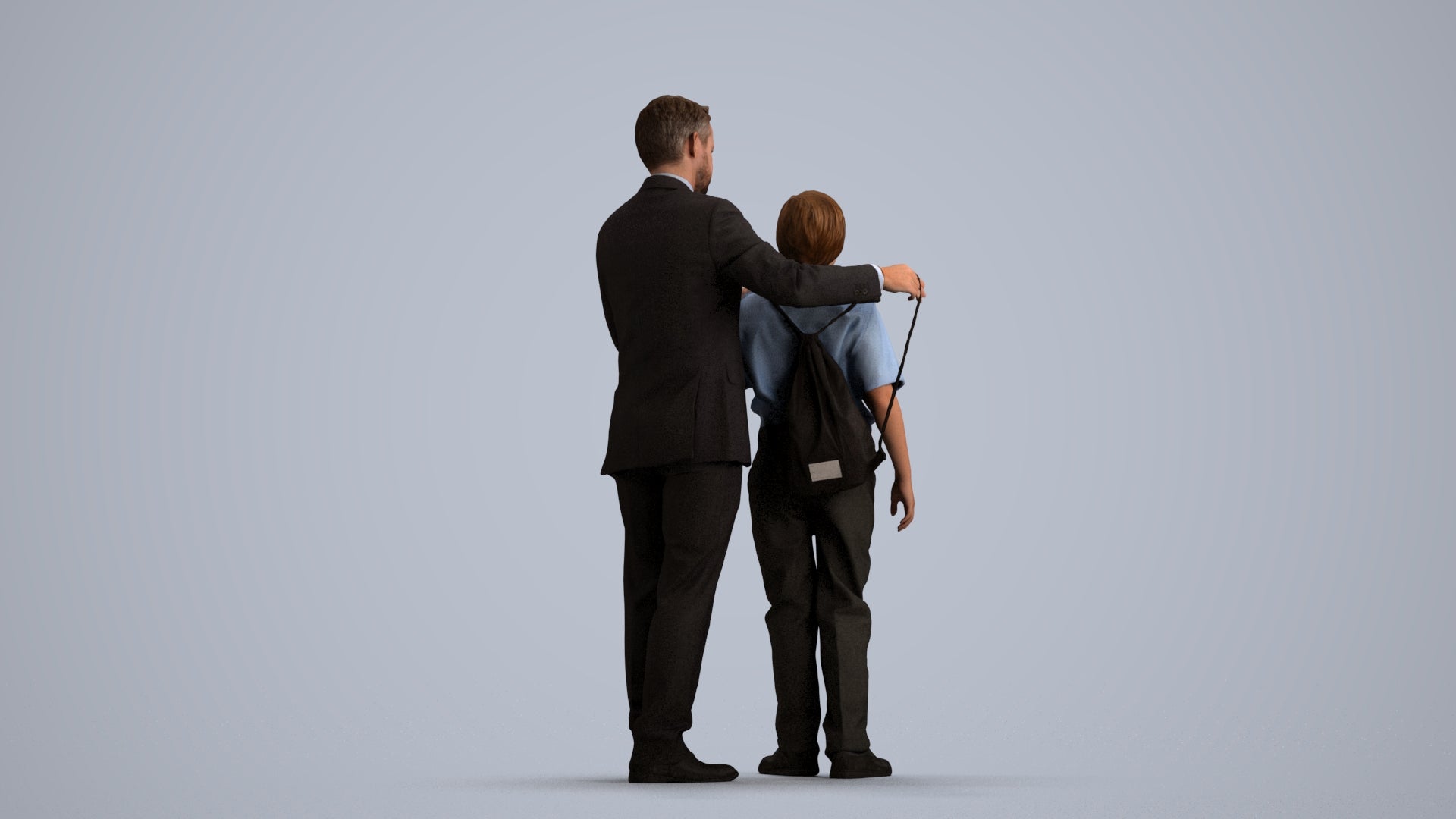 3D people model girl kids, scanned human for 3ds Max rendering, front view render