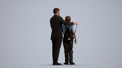 3D people model girl kids, scanned human for 3ds Max rendering, front view render