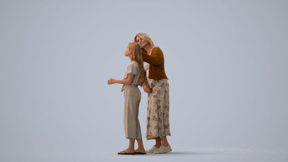 3D people model girl casual kids, scanned human for 3ds Max rendering, three-quarter view render