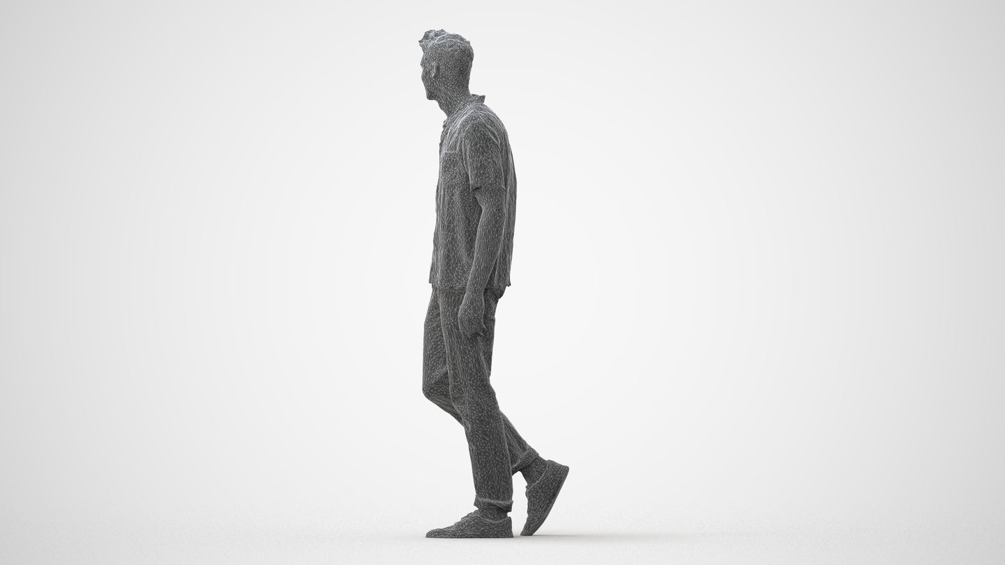 realistic 3D human man casual walking, archviz people FBX OBJ for Blender, square thumbnail