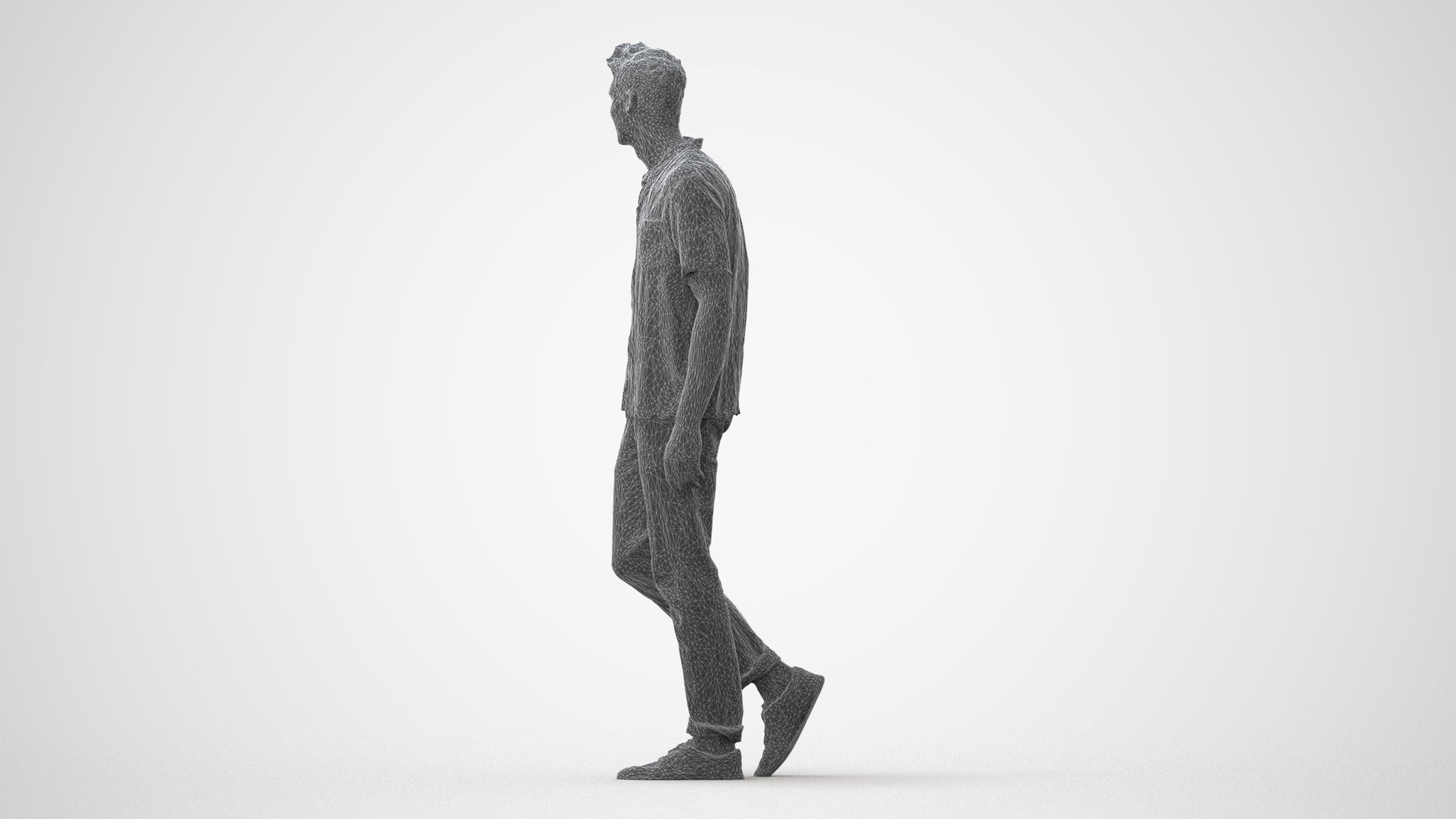 realistic 3D human man casual walking, archviz people FBX OBJ for Blender, square thumbnail