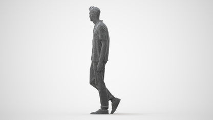 realistic 3D human man casual walking, archviz people FBX OBJ for Blender, square thumbnail