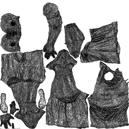 3D scanned man sport, photorealistic archviz people for Enscape and SketchUp, wireframe top-down view