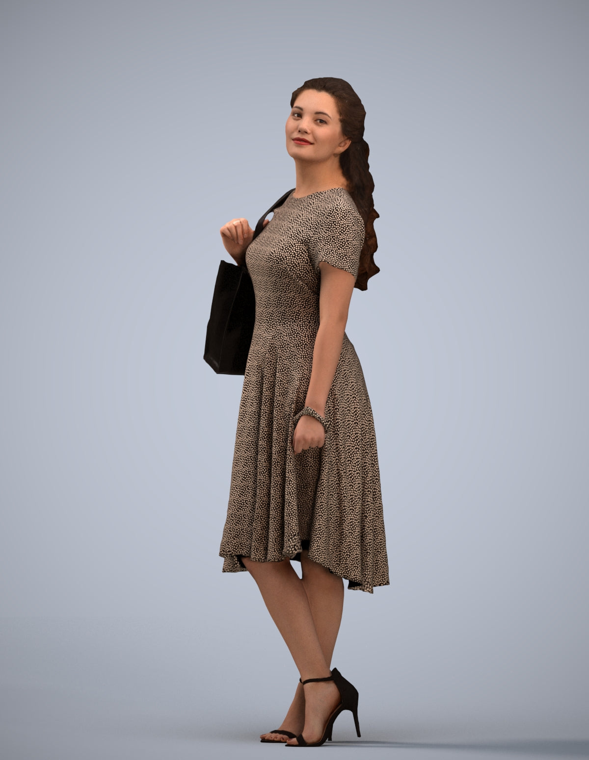 realistic 3D people woman casual standing, render-ready for V-Ray and Corona, FBX OBJ