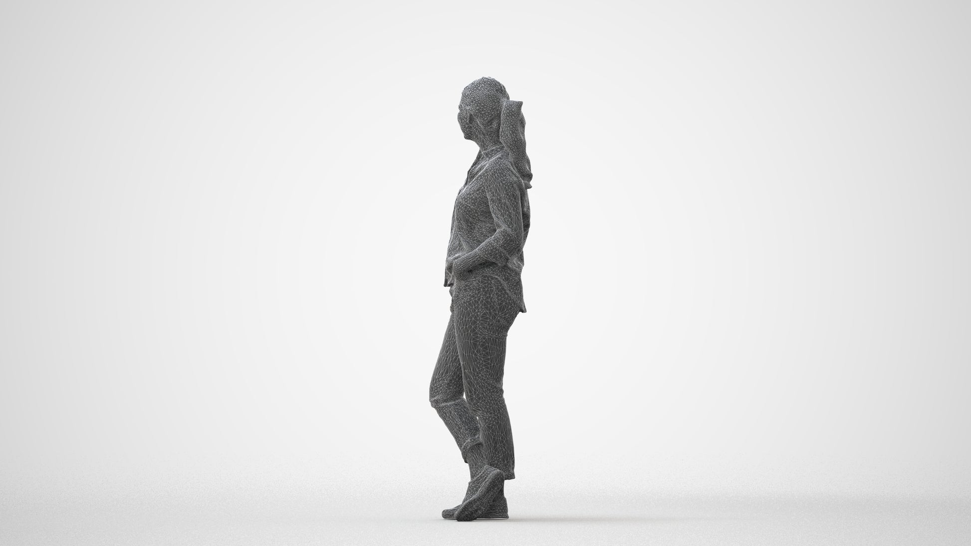 3D scanned woman standing casual, photorealistic archviz people for Enscape and SketchUp, square thumbnail