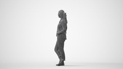 3D scanned woman standing casual, photorealistic archviz people for Enscape and SketchUp, square thumbnail