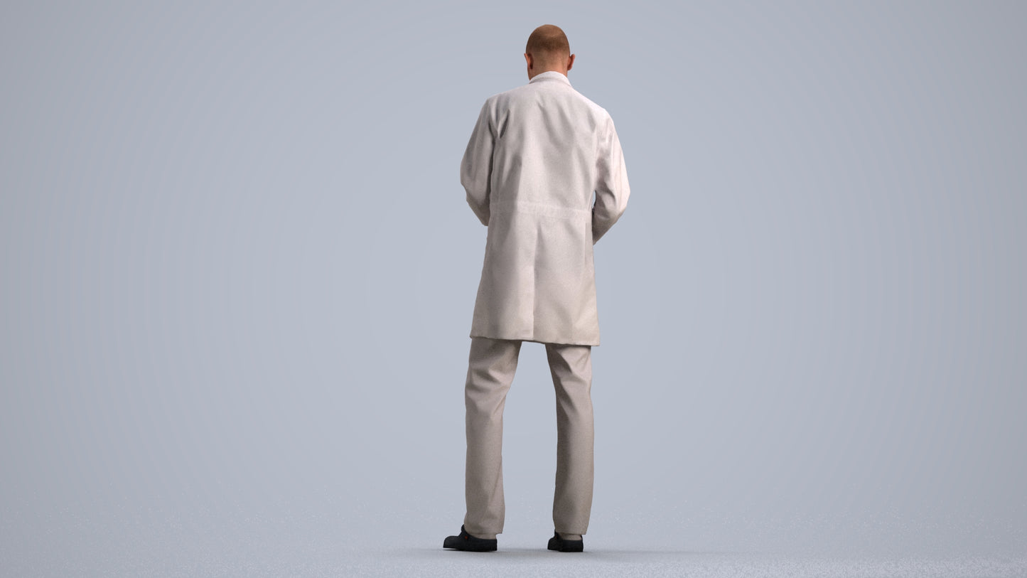 3D scanned man medical, photorealistic archviz people for Enscape and SketchUp, front view render
