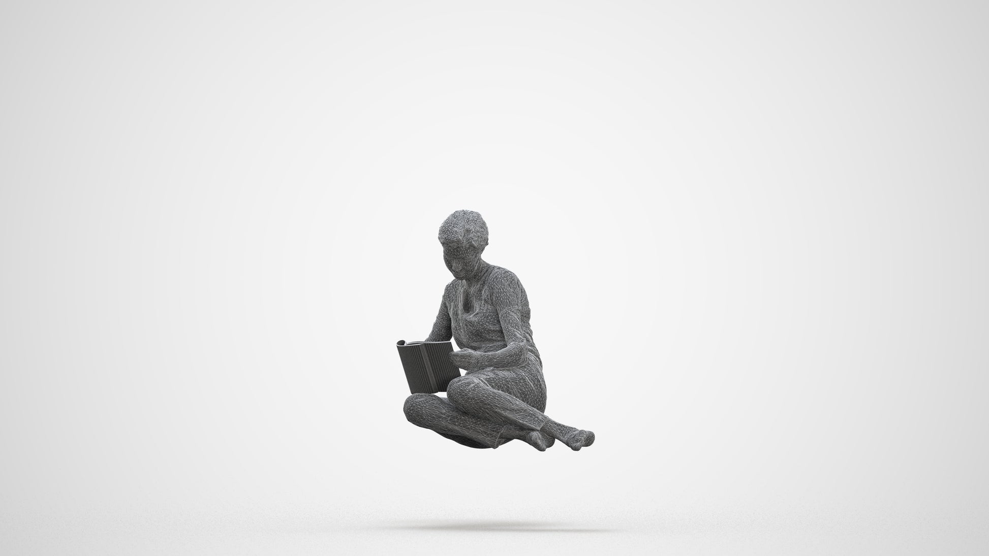 realistic 3D woman casual sitting, scanned archviz people for Blender and 3ds Max, three-quarter front view render