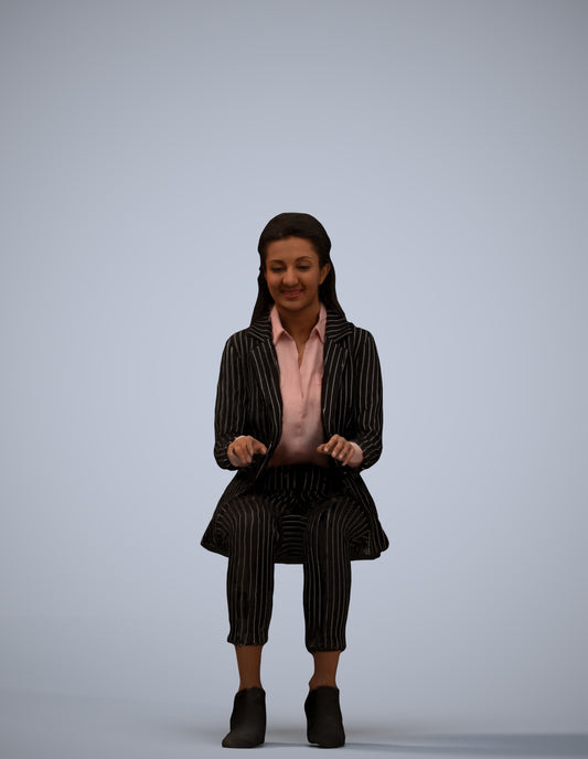 scanned 3D woman business, photogrammetry people for Enscape and V-Ray