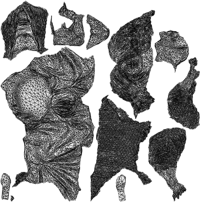 3D people model woman casual sitting, scanned human for 3ds Max rendering, wireframe top-down view